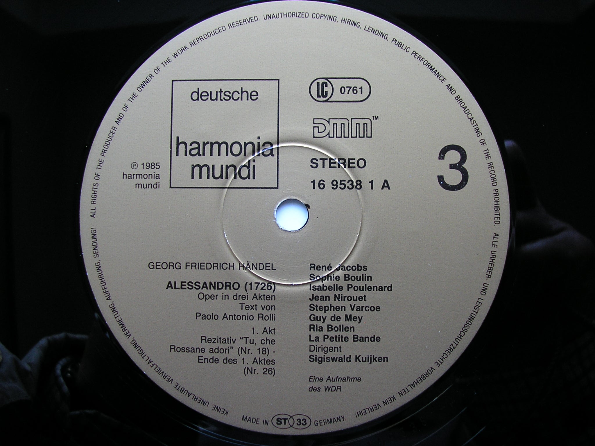 HANDEL: ALESSANDRO (1726)     SOLOISTS / LA PETITE BANDE / KUIJKEN    4LP     16 9537