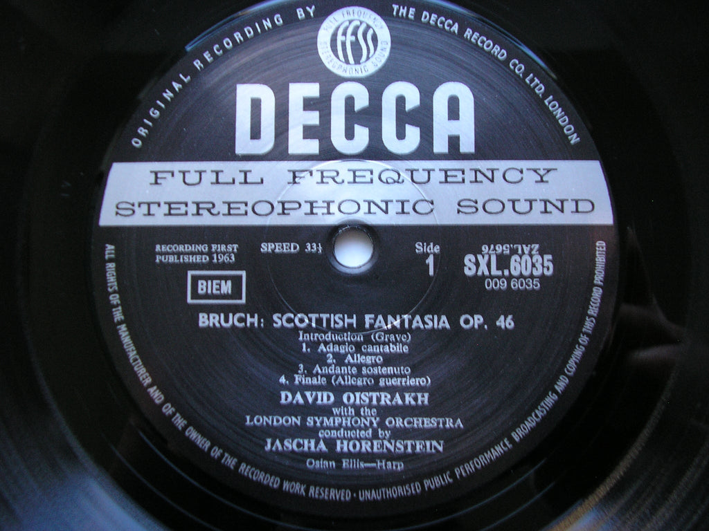 SXL 6035 BRUCH: SCOTTISH FANTASIA / HINDEMITH: VIOLIN CONCERTO OISTRAKH / LONDON SYMPHONY ORCHESTRA / HORENSTEIN / HINDEMITH
