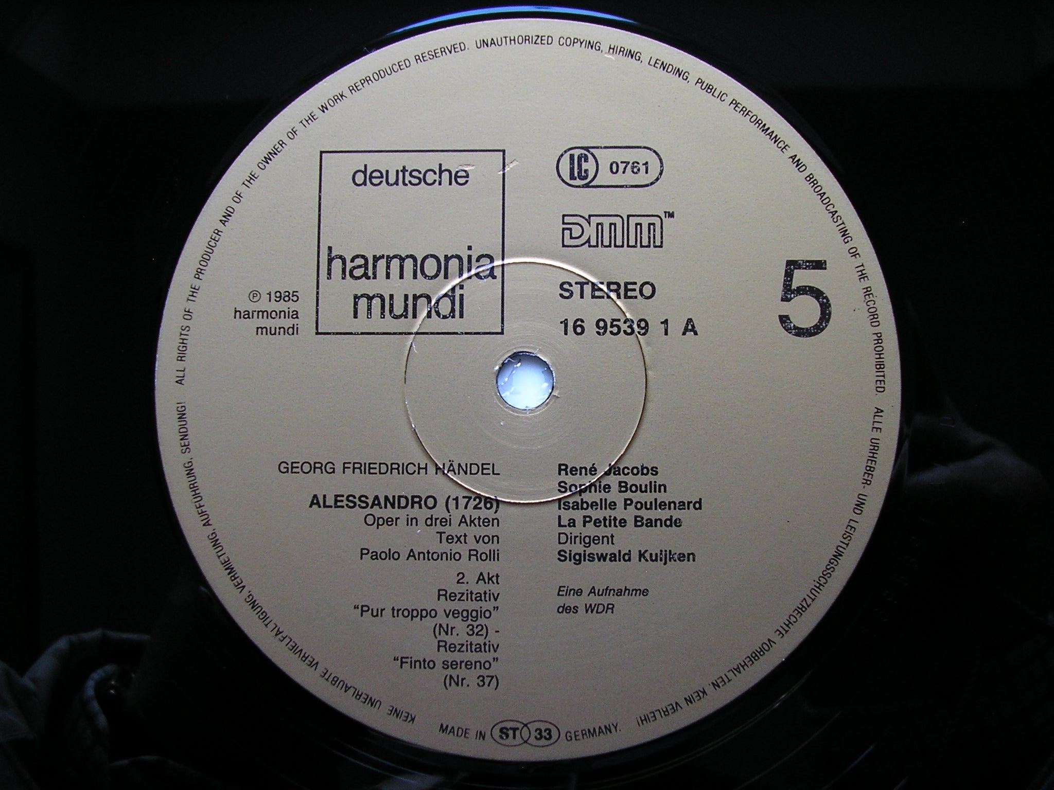 HANDEL: ALESSANDRO (1726)     SOLOISTS / LA PETITE BANDE / KUIJKEN    4LP     16 9537