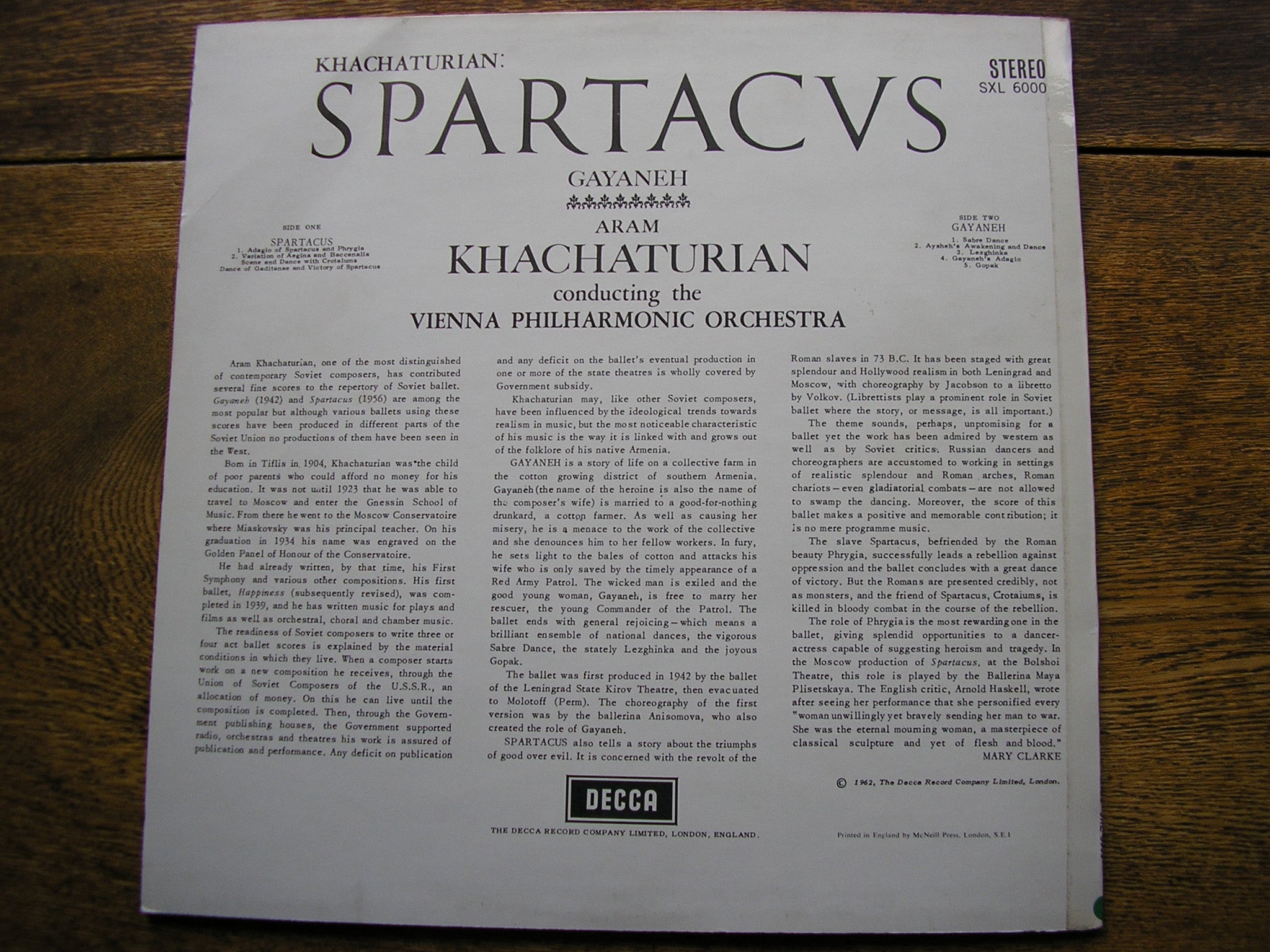 SXL 6000 KHACHATURIAN: SPARTACUS / GAYANEH ARAM KHACHATURIAN / VIENNA PHILHARMONIC