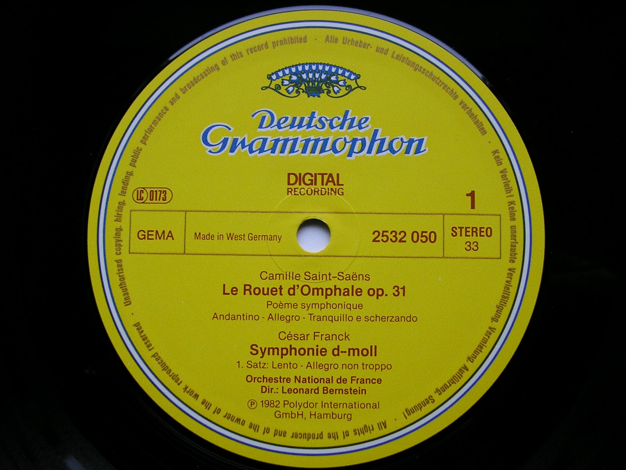 FRANCK: SYMHONY / SAINT-SAENS: LE ROUET d'OMPHALE       BERNSTEIN / FRENCH NATIONAL ORCHESTRA    2532 050