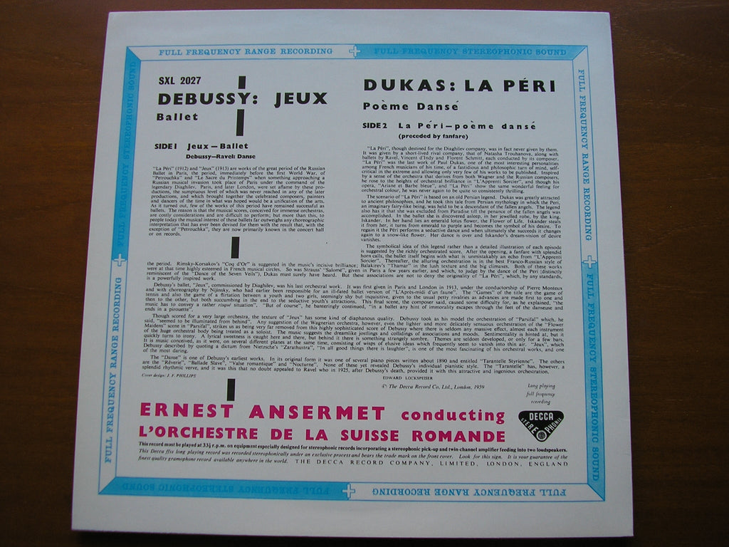SXL 2027 DUKAS: LA PERI / DEBUSSY: JEUX ANSERMET/ SUISSE ROMANDE ORCHESTRA