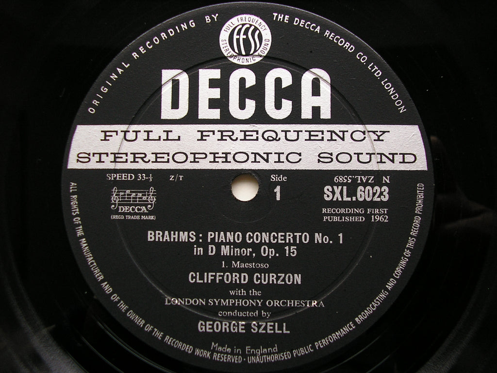 SXL 6023  BRAHMS: PIANO CONCERTO No. 1       CURZON / LONDON SYMPHONY / SZELL    ED1