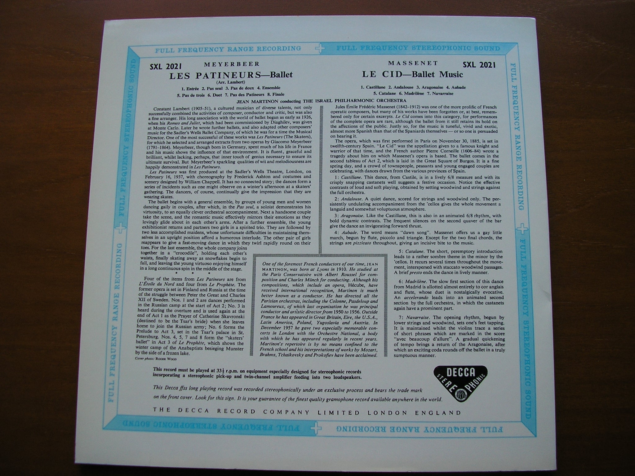 SXL 2021 MEYERBEER: LES PATINEURS / MASSENET: LE CID ballet music MARTINON / ISRAEL PHILHARMONIC