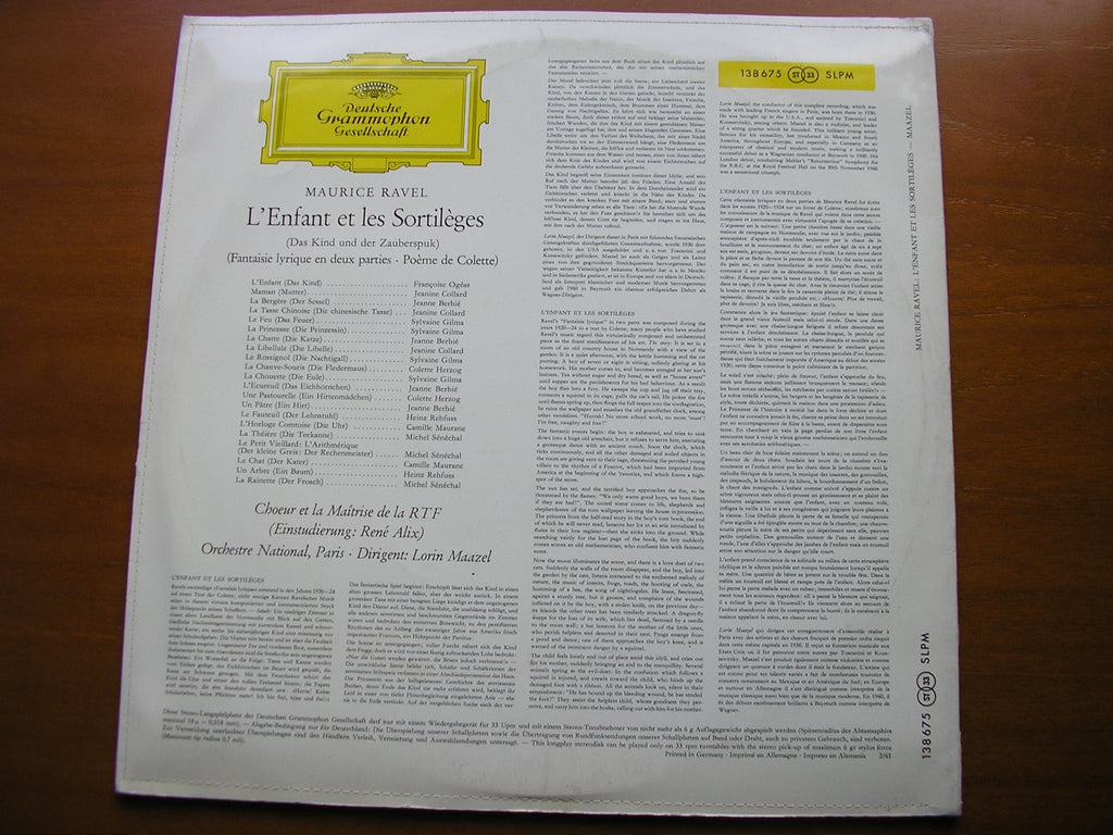 RAVEL: L'ENFANT ET LES SORTILEGES     SOLOISTS / FRENCH NATIONAL ORCHESTRA / MAAZEL      138 675