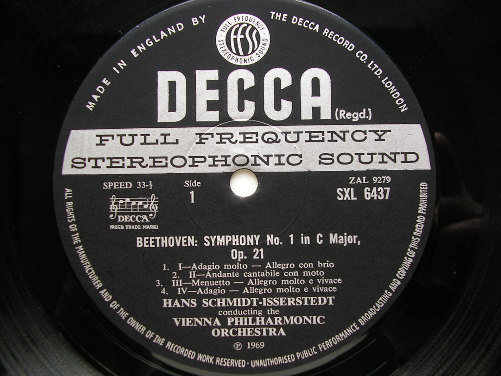 SXL 6437 BEETHOVEN: SYMPHONIES Nos. 1 & 2      SCHMIDT-ISSERSTEDT / VIENNA PHILHARMONIC      ED3