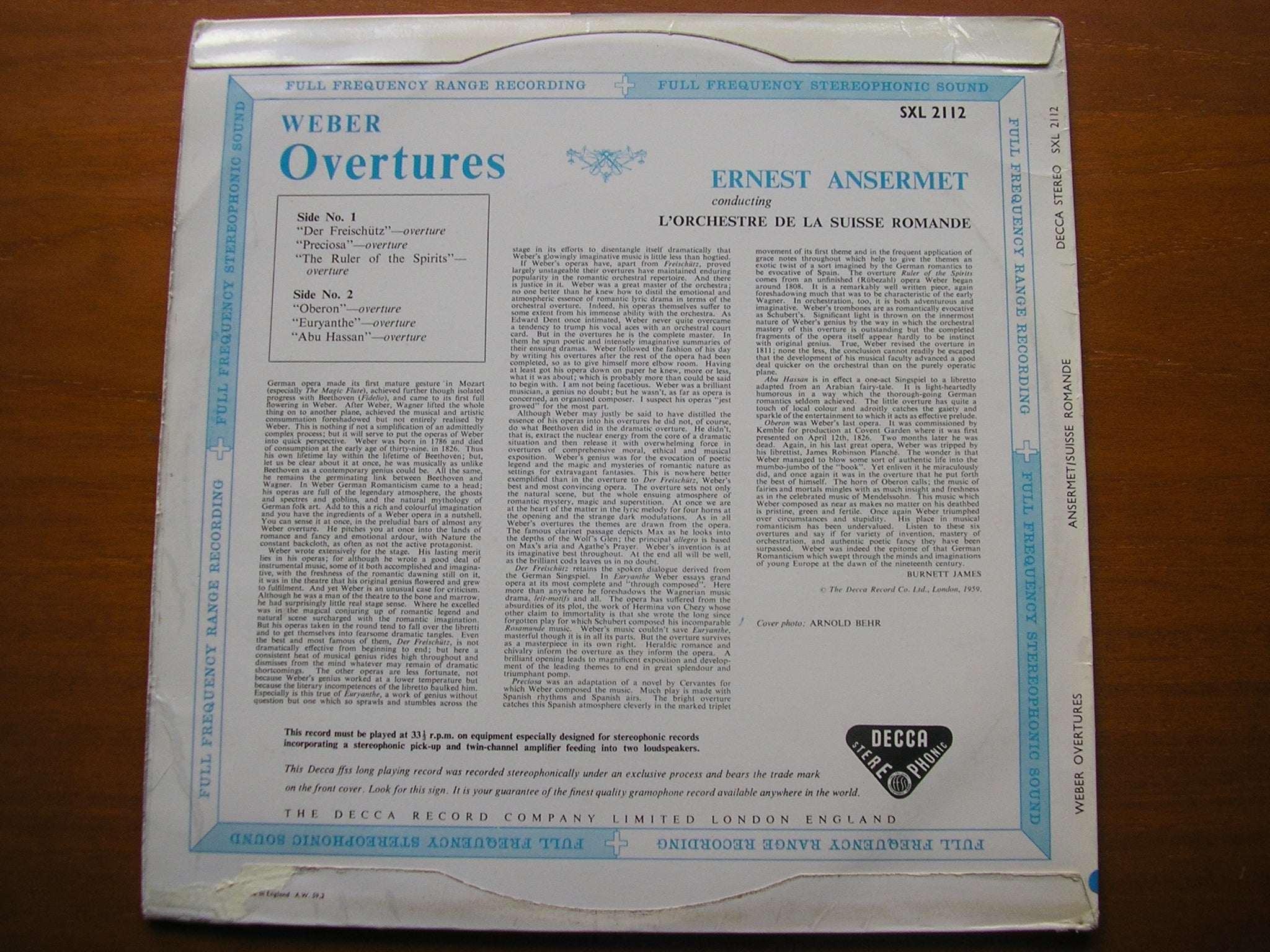 SXL 2112 WEBER: SIX OVERTURES ANSERMET / SUISSE ROMANDE
