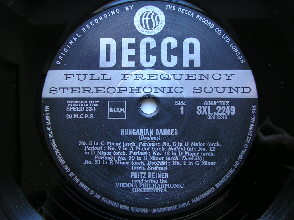 SXL 2249 BRAHMS: HUNGARIAN DANCES / DVORAK: SLAVONIC DANCES REINER / VIENNA PHILHARMONIC