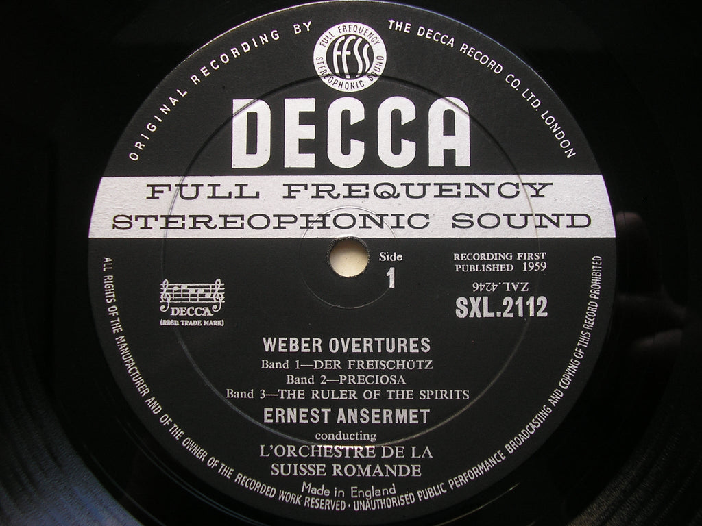 SXL 2112 WEBER: SIX OVERTURES ANSERMET / SUISSE ROMANDE