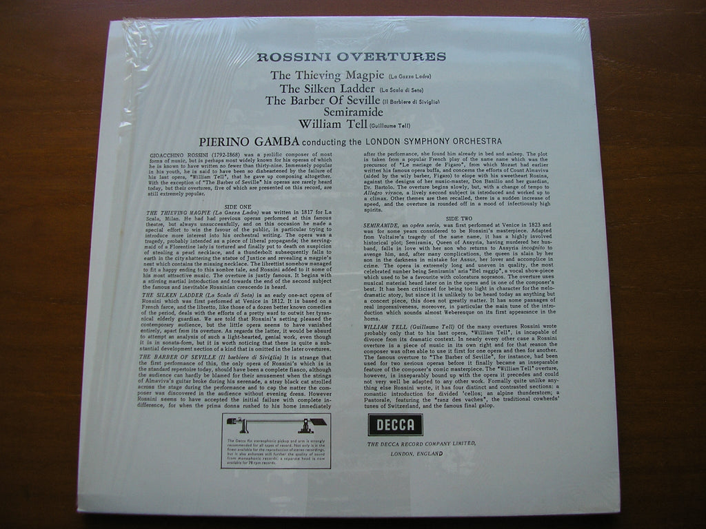 SXL 2266 ROSSINI: FIVE OVERTURES PIERINO GAMBA / LONDON SYMPHONY