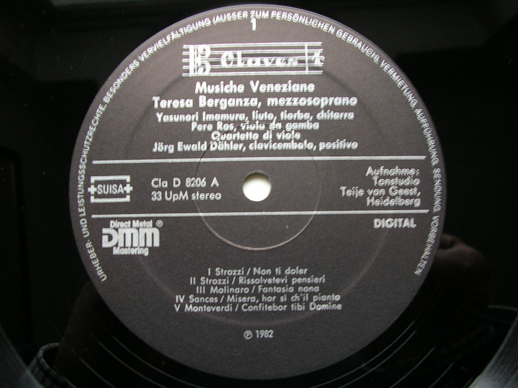 VENETIAN SONGS OF THE 16th & 17th CENTURIES      TERESA BERGANZA / INSTRUMENTALISTS / DAHLER   D 8206