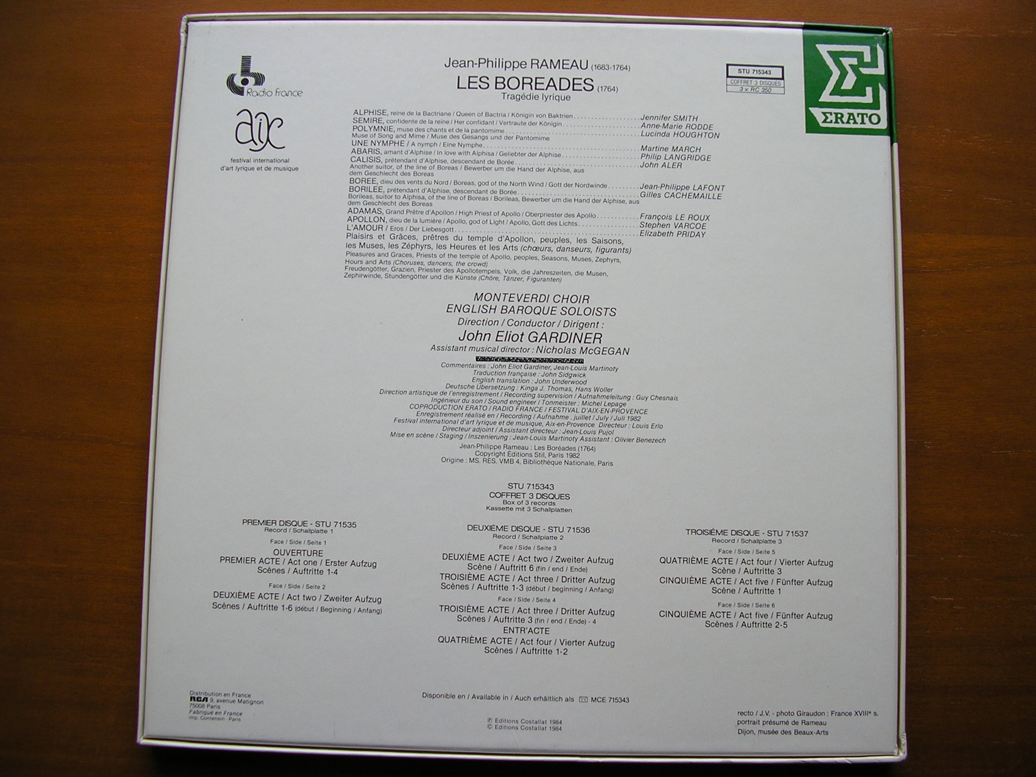 RAMEAU: LES BOREADES (1764)    SOLOISTS / ENGLISH BAROQUE SOLOISTS / GARDINER    3LP    STU 715343