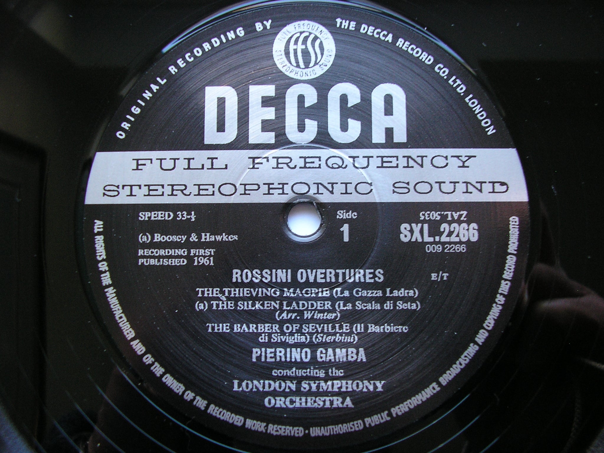 SXL 2266 ROSSINI: FIVE OVERTURES PIERINO GAMBA / LONDON SYMPHONY