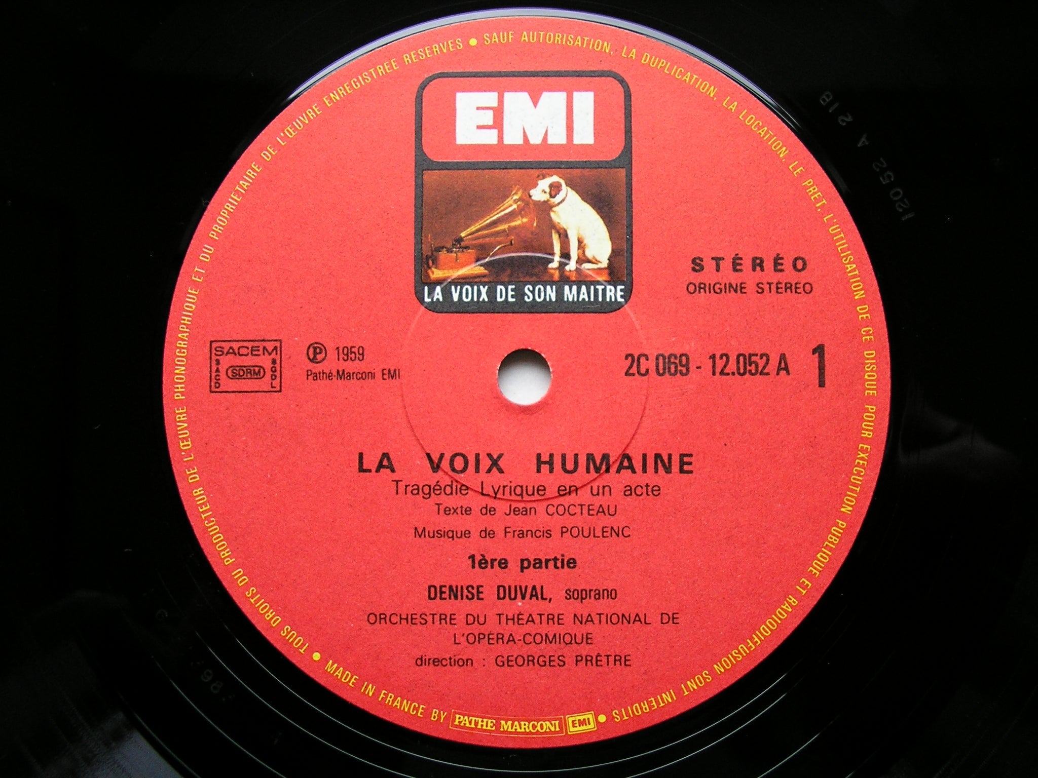 POULENC:  LA VOIX HUMAINE    DUVAL / OPERA COMIQUE ORCHESTRA / PRETRE    069 12052