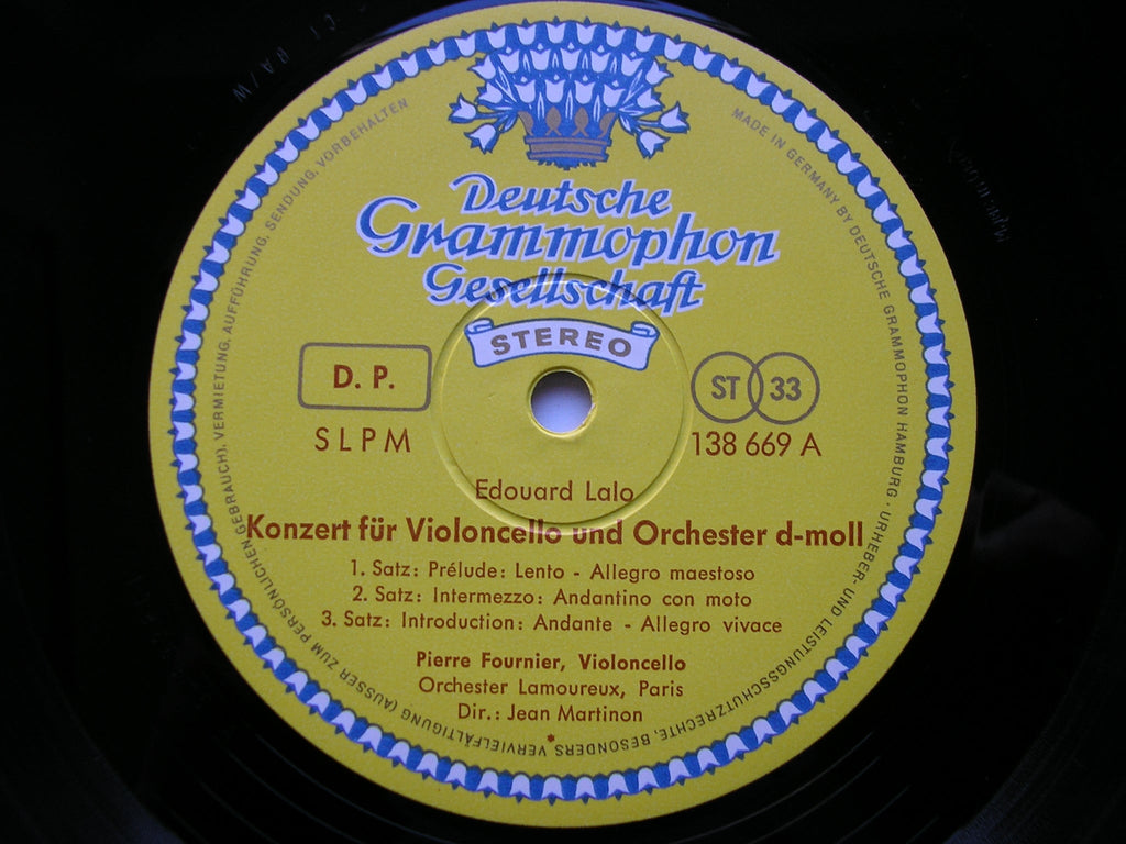 LALO: CELLO CONCERTO / SAINT-SAENS: CELLO CONCERTO 1 / BRUCH: KOL NIDREI      FOURNIER / LAMOUREUX / JEAN MARTINON    138 669