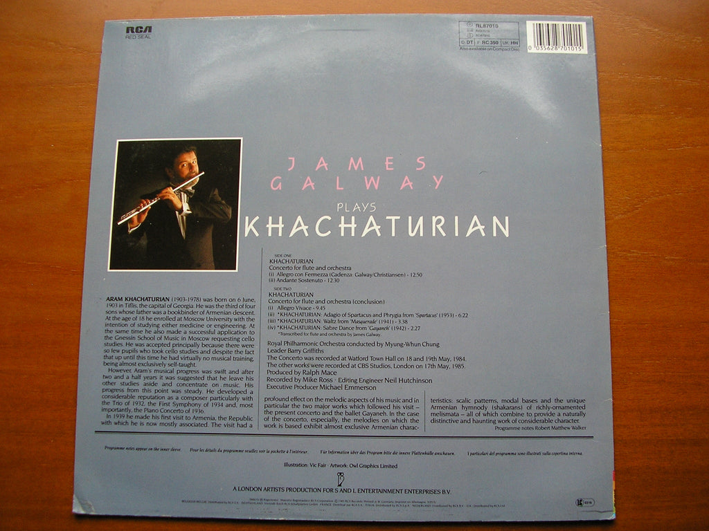 KHACHATURIAN: FLUTE CONCERTO / MUSIC FROM SPARTACUS / GAYANEH / MASQUERADE      GALWAY / ROYAL PHILHARMONIC / WHUN CHUNG     RL87010