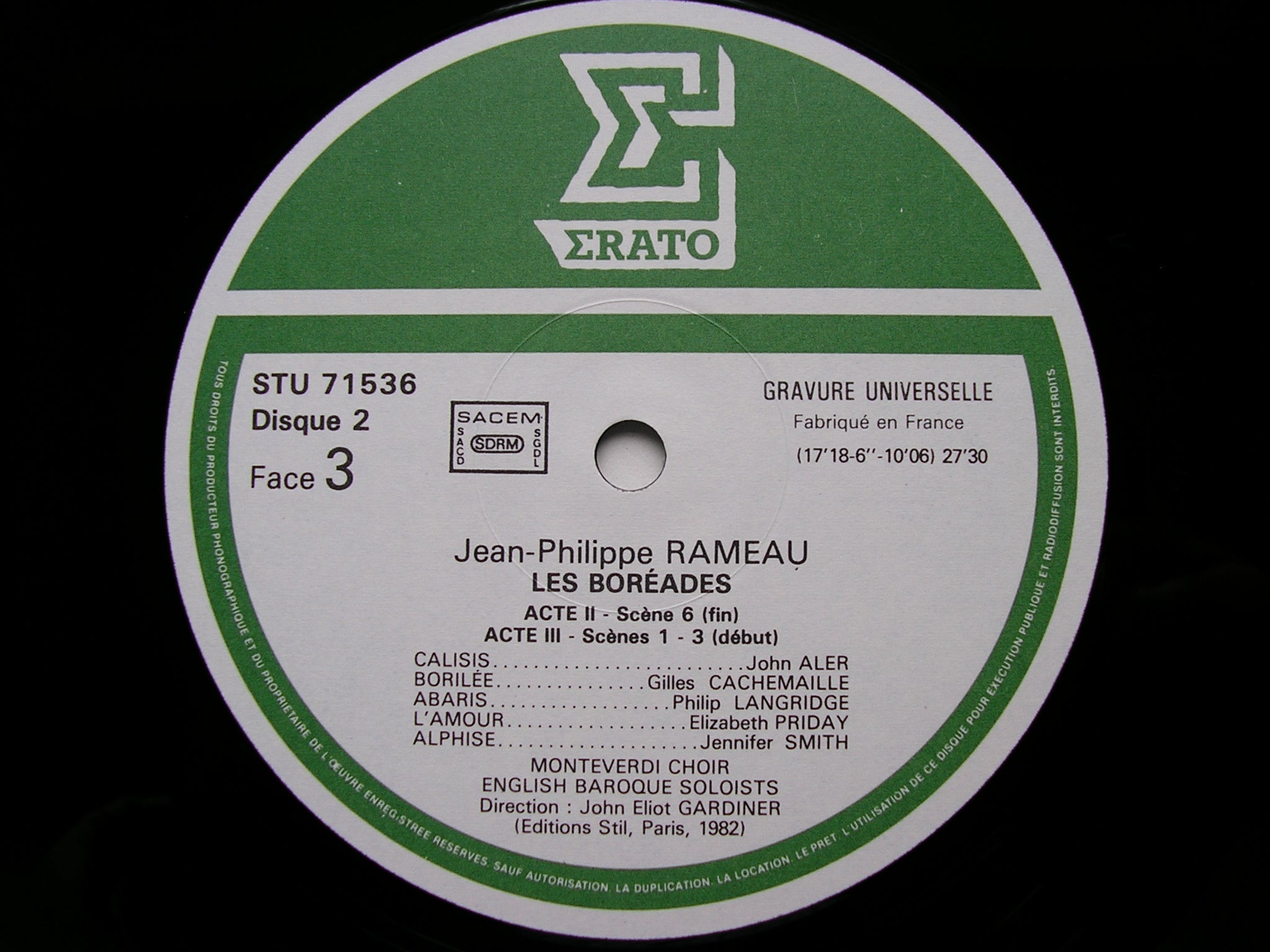RAMEAU: LES BOREADES (1764)    SOLOISTS / ENGLISH BAROQUE SOLOISTS / GARDINER    3LP    STU 715343