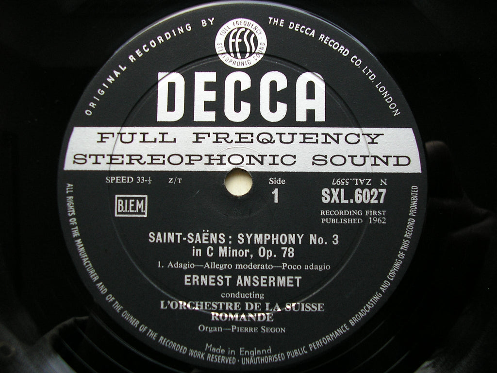 SXL 6027  SAINT-SAENS: SYMPHONY No. 3      ANSERMET / SUISSE ROMANDE     ED1