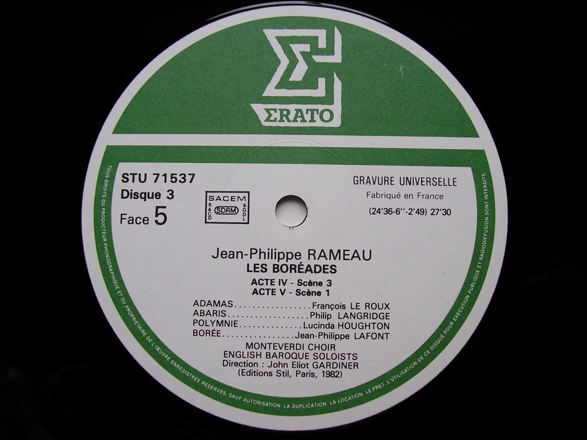 RAMEAU: LES BOREADES (1764)    SOLOISTS / ENGLISH BAROQUE SOLOISTS / GARDINER    3LP    STU 715343