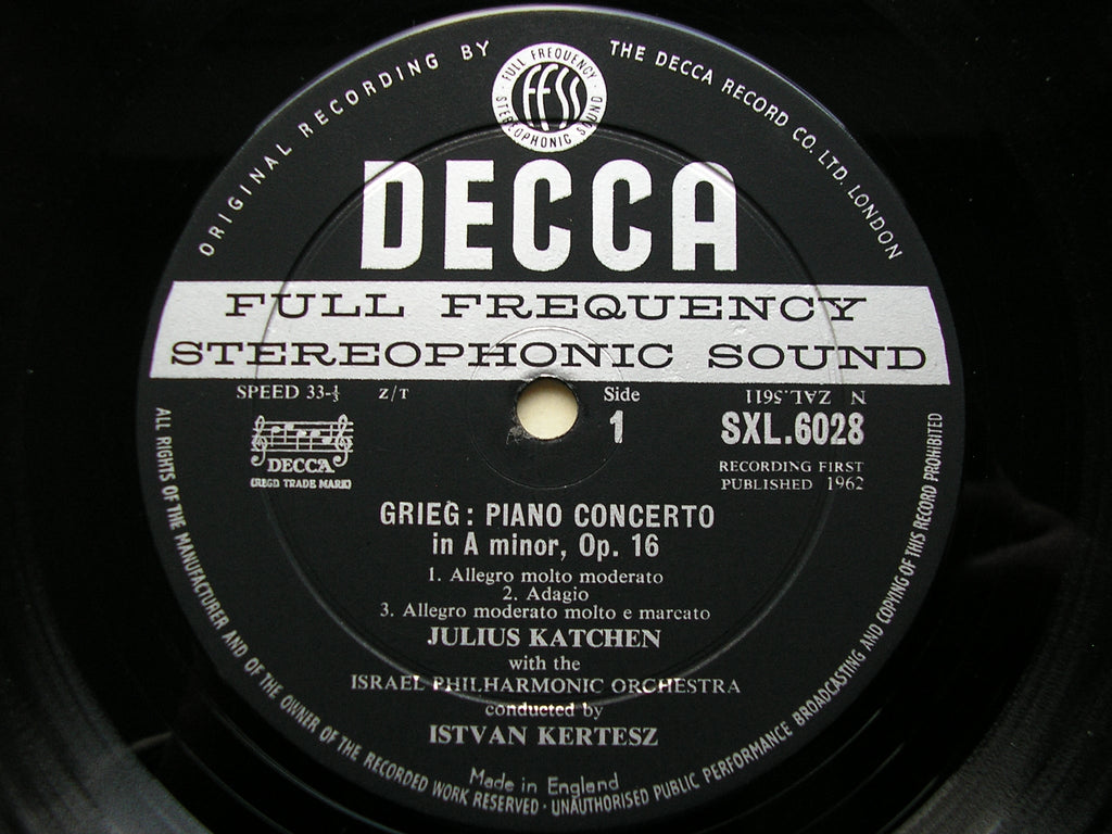 SXL 6028  GRIEG / SCHUMANN: PIANO CONCERTOS      KATCHEN / ISRAEL PHILHARMONIC / KERSTESZ      ED1