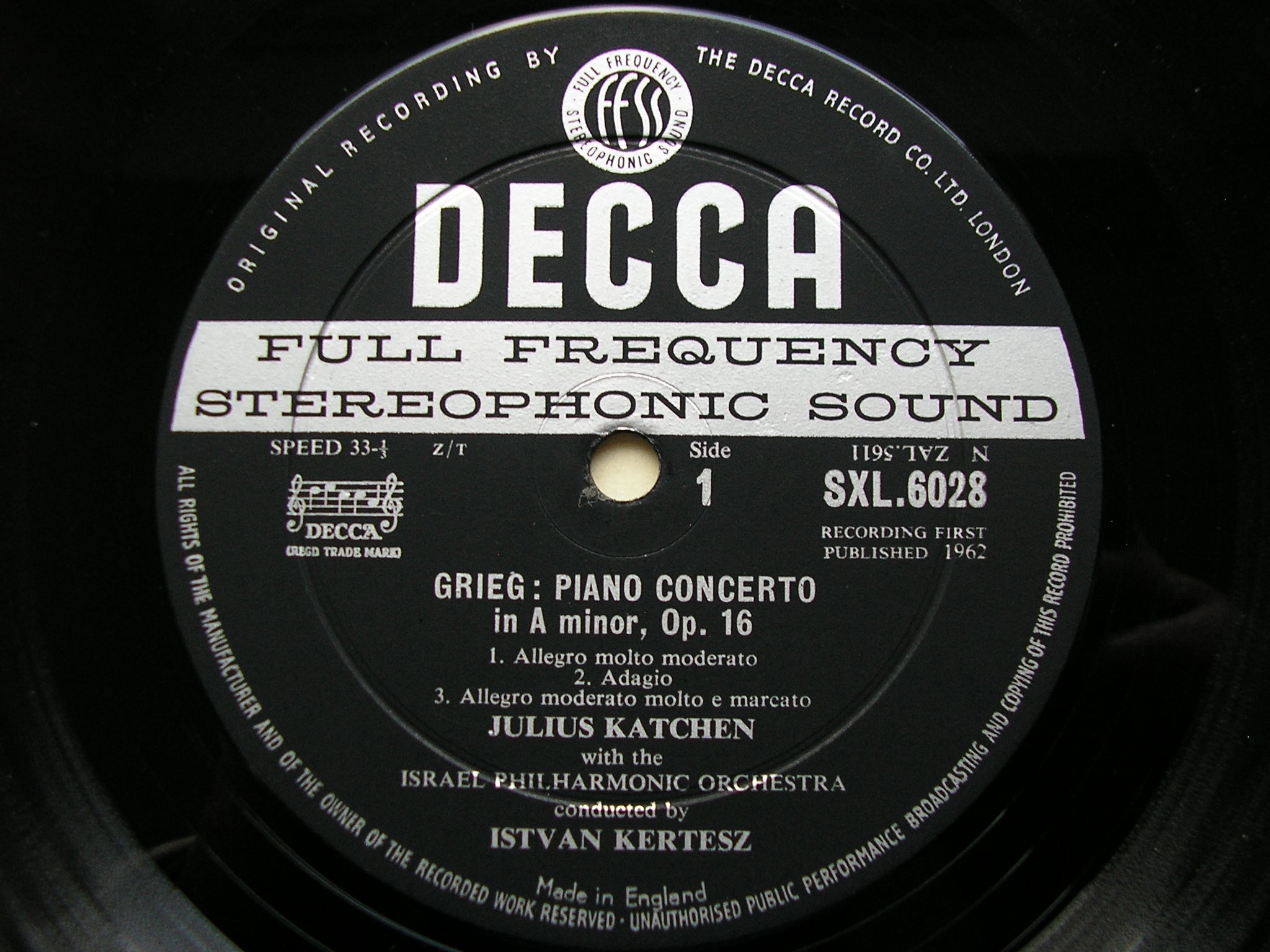 SXL 6028  GRIEG / SCHUMANN: PIANO CONCERTOS      KATCHEN / ISRAEL PHILHARMONIC / KERSTESZ      ED1