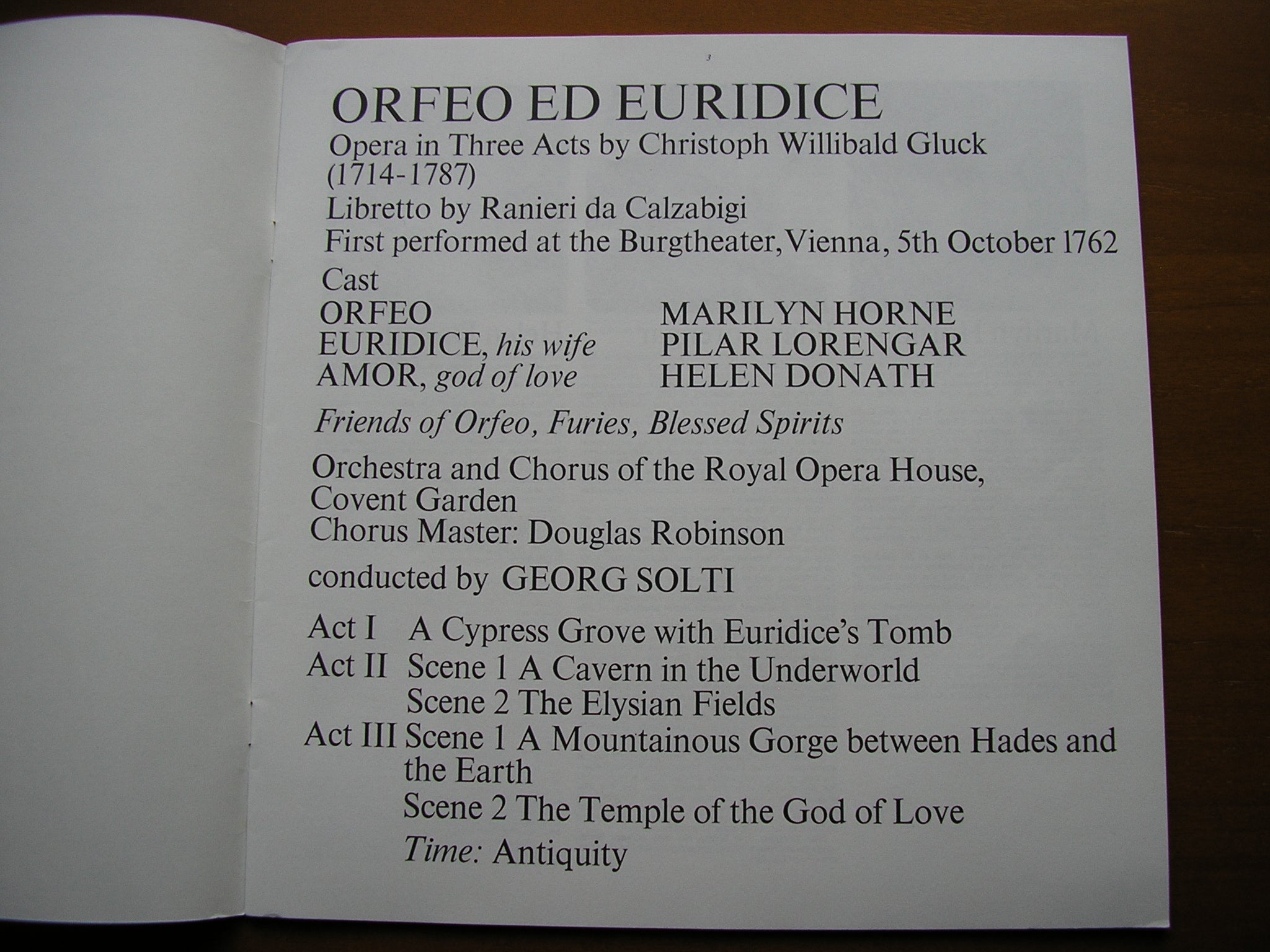 GLUCK: ORFEO (1762)      HORNE / LORENGAR / DONATH / OROHCG / SOLTI     2LP     SET 443/4