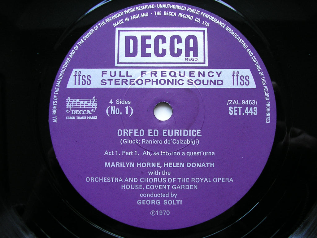 GLUCK: ORFEO (1762)      HORNE / LORENGAR / DONATH / OROHCG / SOLTI     2LP     SET 443/4