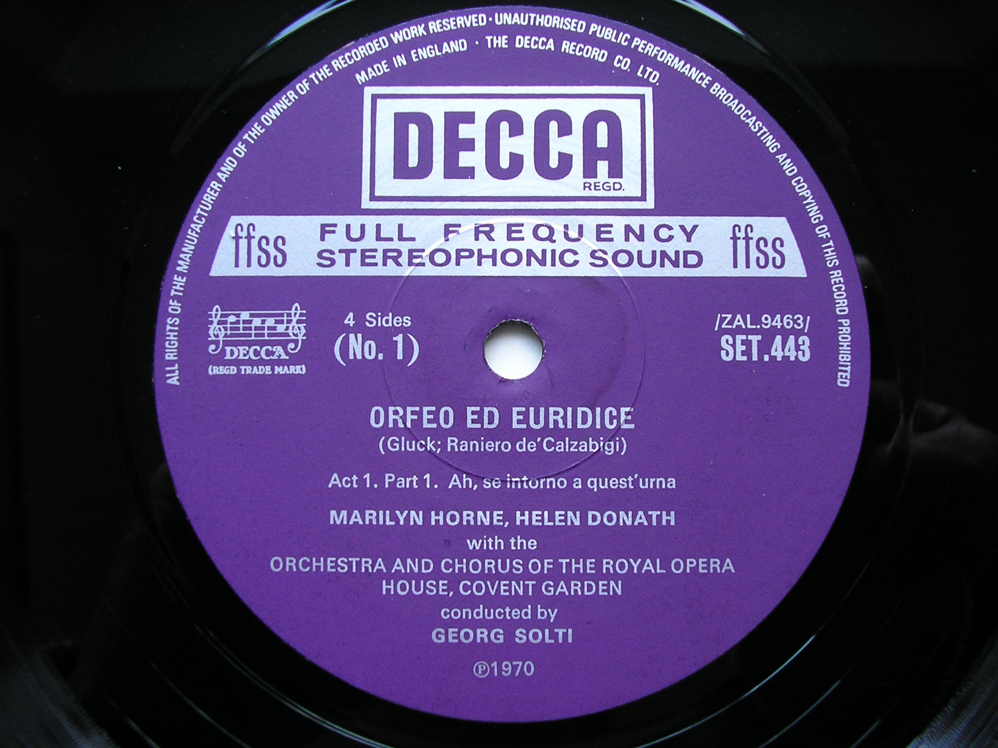 GLUCK: ORFEO (1762)      HORNE / LORENGAR / DONATH / OROHCG / SOLTI     2LP     SET 443/4