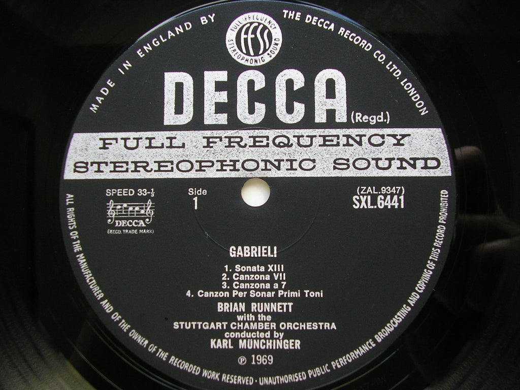SXL 6441 GABRIELI: SONATAS & CANZONAS    RUNNETT / STUTTGART CHAMBER ORCHESTRA / MUNCHINGER     ED3
