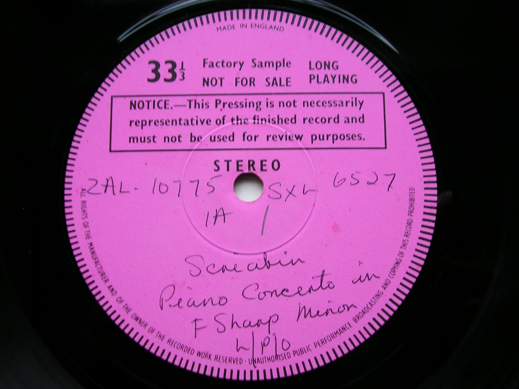 SXL 6527 SCRIABIN: PROMETHEUS / PIANO CONCERTO ASHKENAZY / LONDON PHILHARMONIC / MAAZEL test pressing