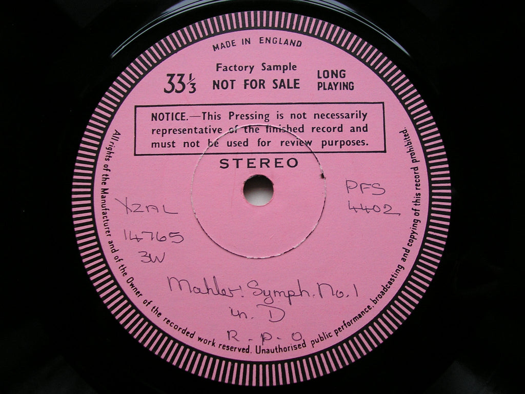 MAHLER: SYMPHONY No. 1     PAITA / ROYAL PHILHARMONIC    test pressing    PFS 4402