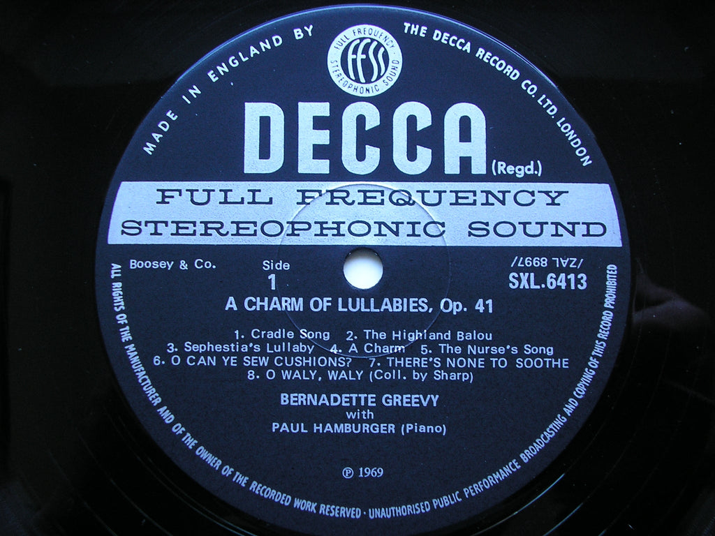 SXL 6413 BRITTEN: A CHARM OF LULLABIES / FOLK SONG ARRANGEMENTS     GREEVY / HAMBURGER     ED3