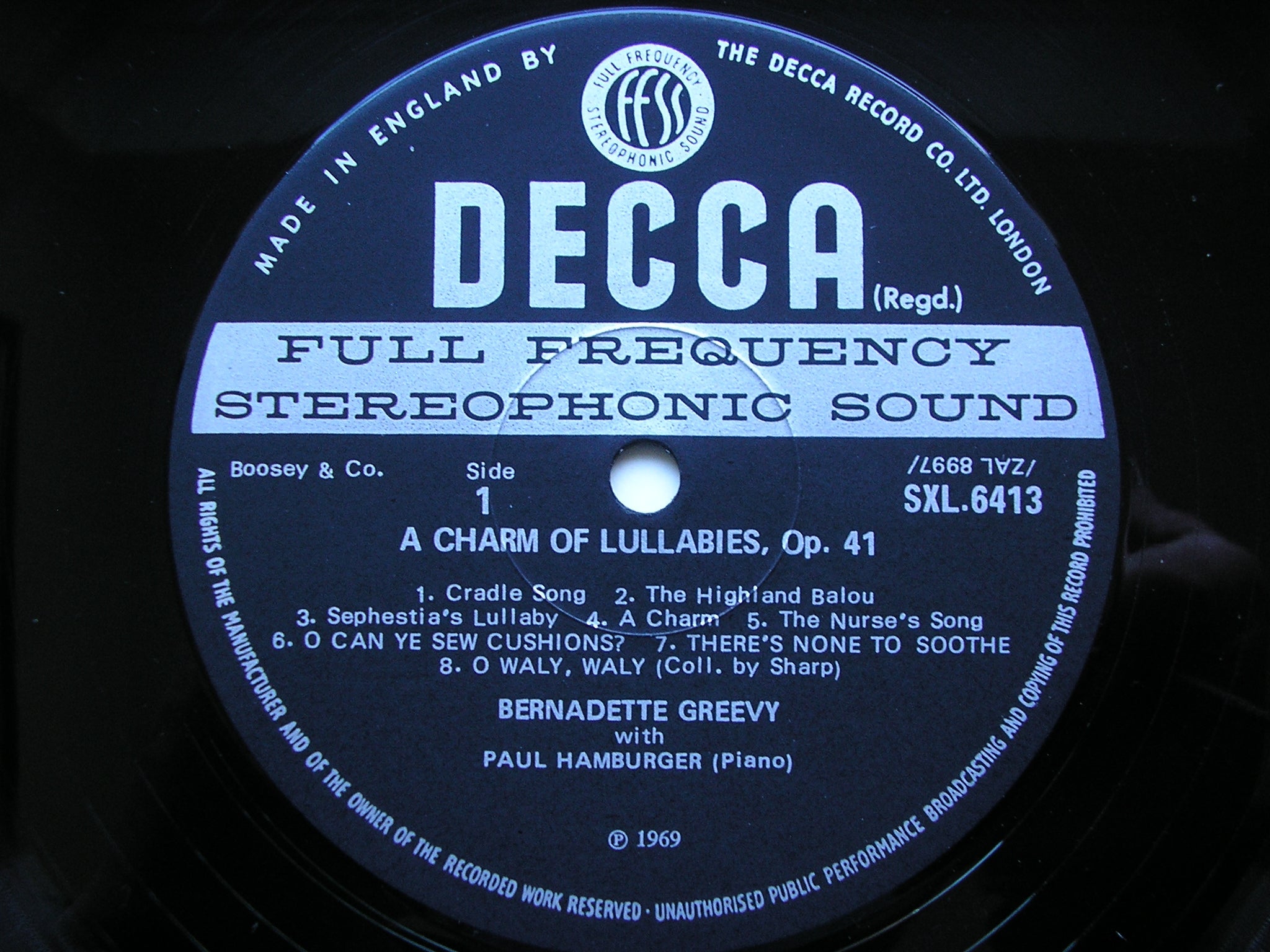 SXL 6413 BRITTEN: A CHARM OF LULLABIES / FOLK SONG ARRANGEMENTS     GREEVY / HAMBURGER     ED3