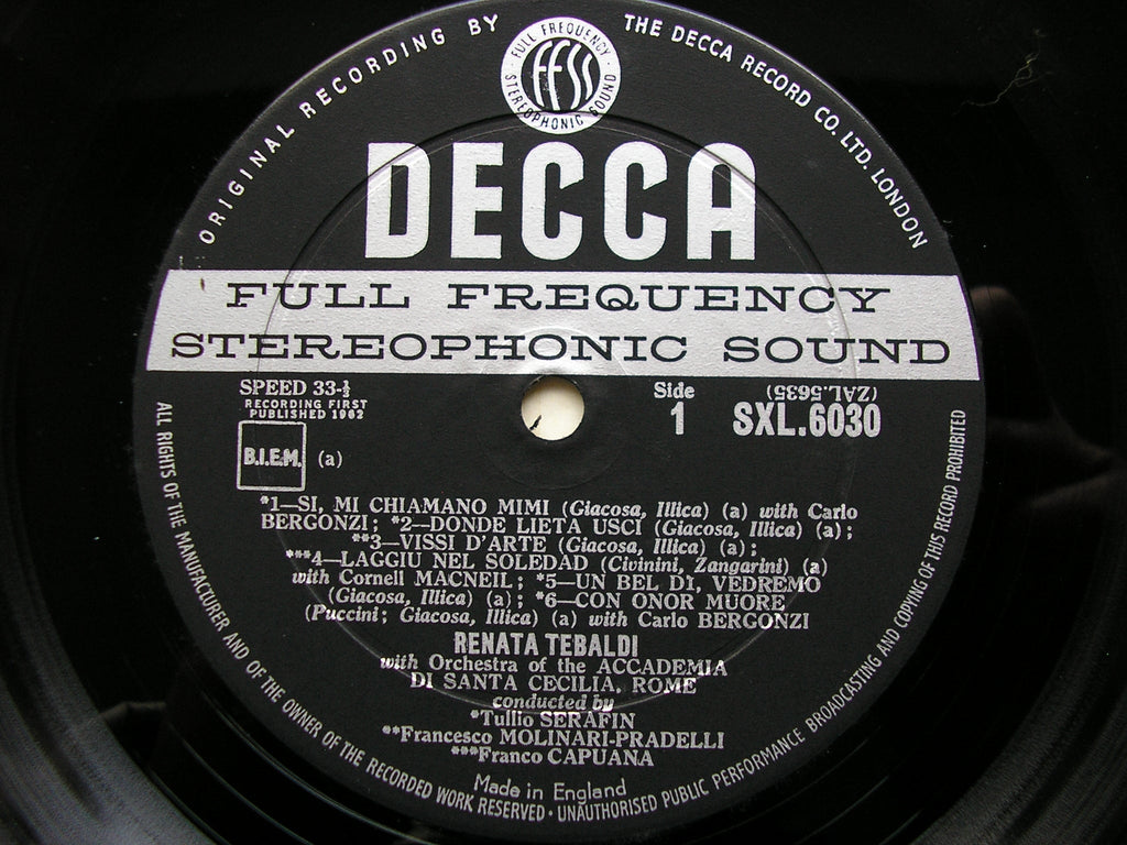 SXL 6030  THE BEST OF TEBALDI: OPERA ARIAS      RENATA TEBALDI / SERAFIN / MOLINARI-PRADELLI / CAPUANA       ED1