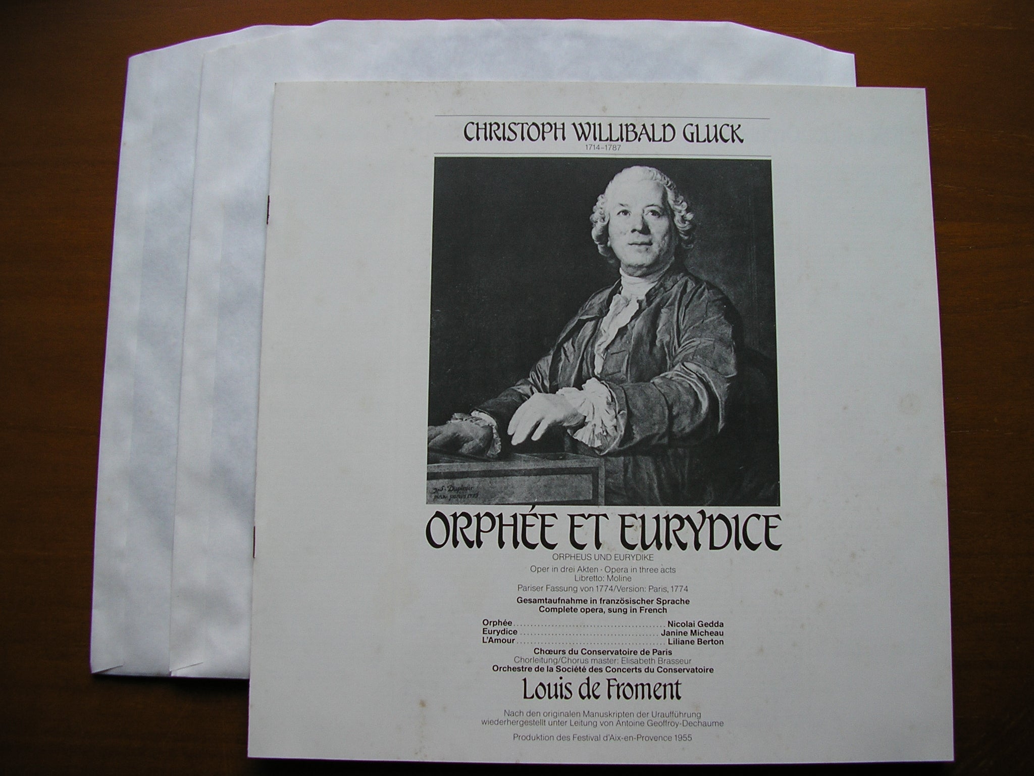 GLUCK: ORPHEE ET EURYDICE (1774)    GEDDA / MICHEAU / BERTON / PARIS CONSERVATOIRE / DE FROMENT     2LP    29 1258