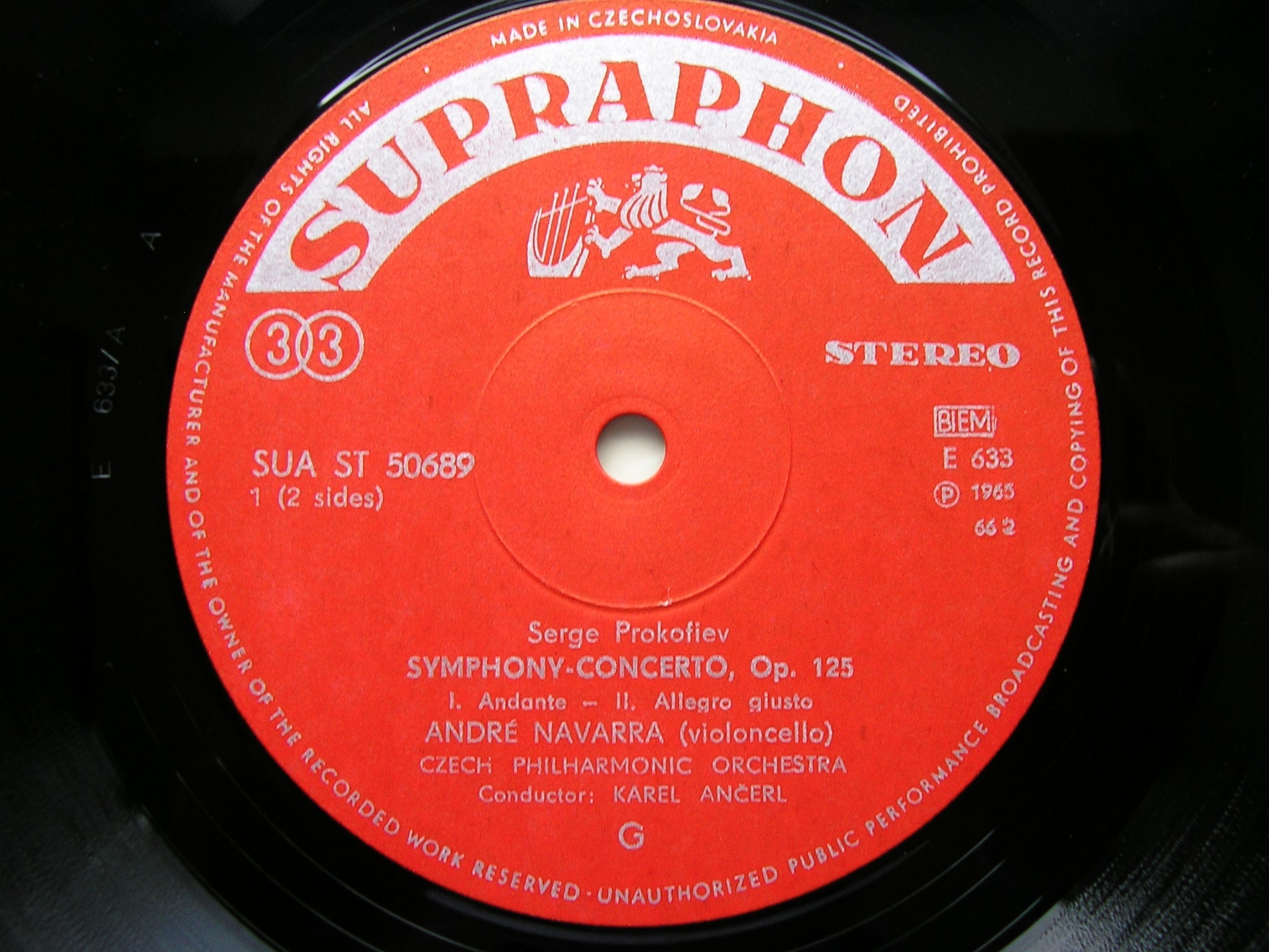 PROKOFIEV: SYMPHONY-CONCERTO / RESPIGHI: ADAGIO CON VARIAZIONI    NAVARRA / CZECH PHILHARMONIC / ANCERL   SUA ST 50689