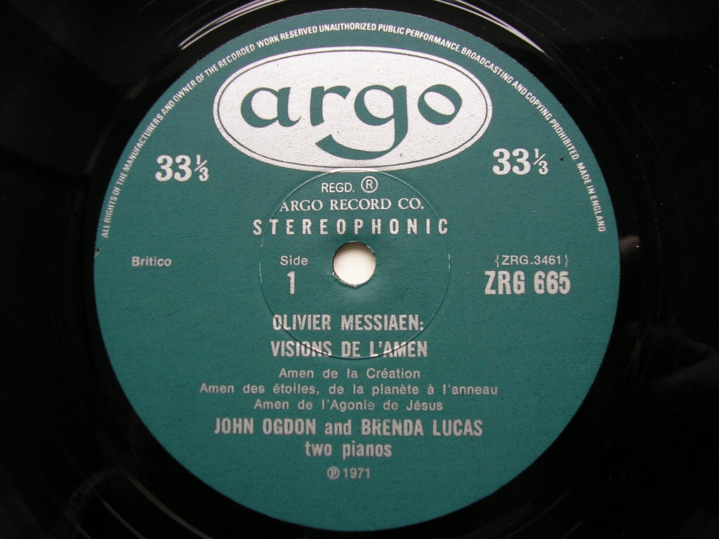 MESSIAEN: VISIONS DE L'AMEN      JOHN OGDON / BRENDA LUCAS       ZRG 665