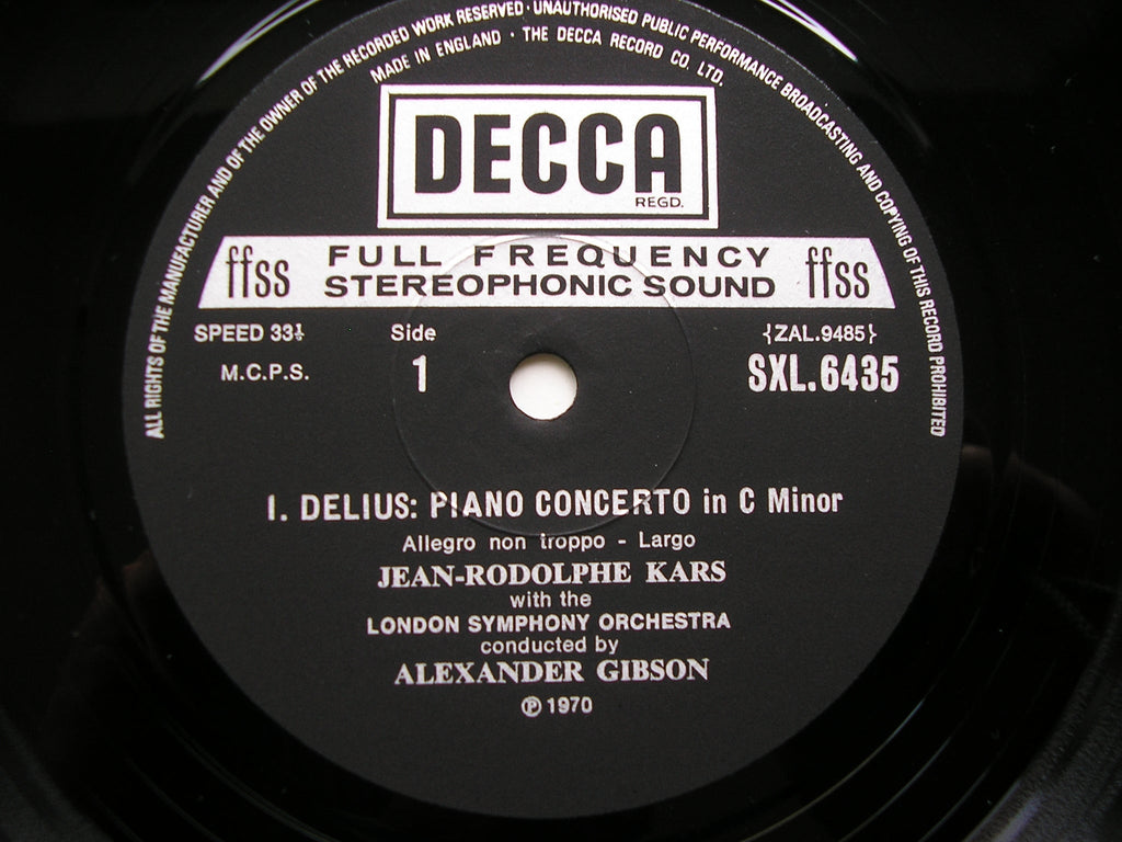 SXL 6435 DELIUS: PIANO CONCERTO / DEBUSSY: FANTAISIE      KARS / LONDON SYMPHONY / GIBSON    ED4