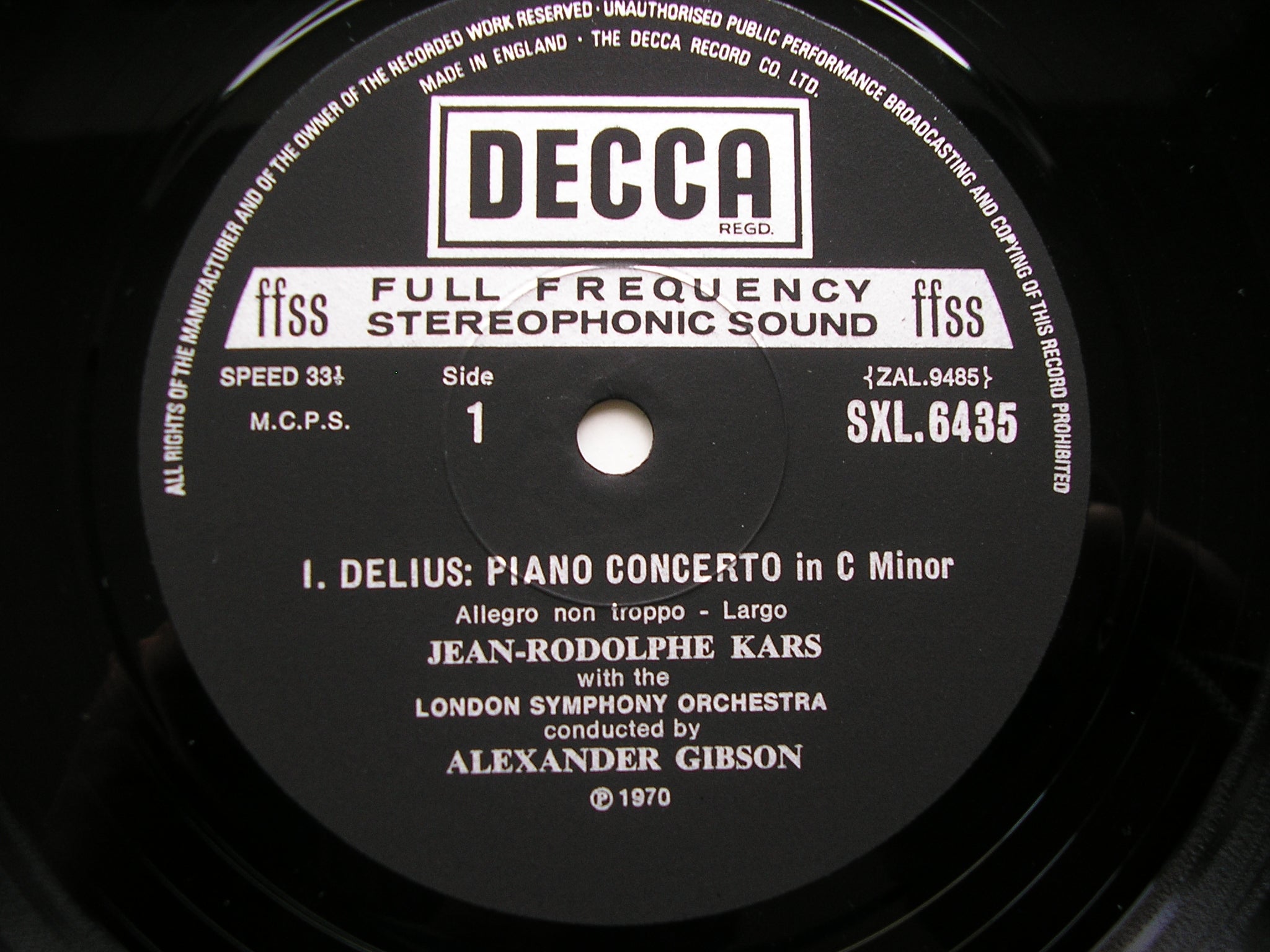 SXL 6435 DELIUS: PIANO CONCERTO / DEBUSSY: FANTAISIE      KARS / LONDON SYMPHONY / GIBSON    ED4