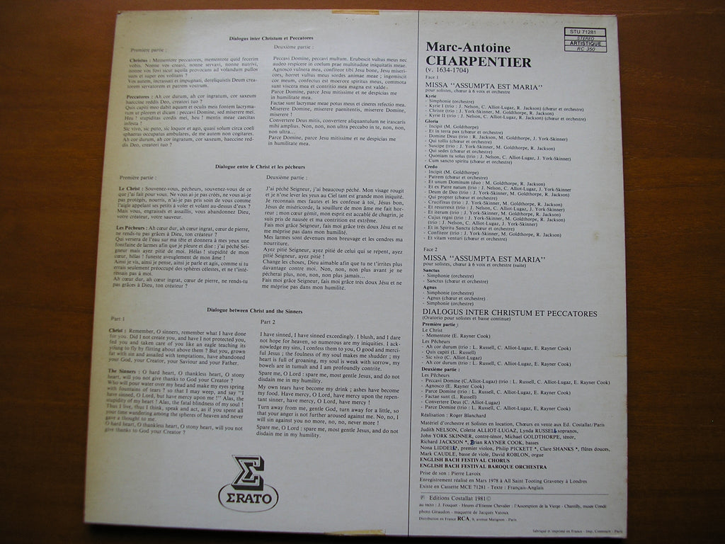 CHARPENTIER: MISSA ASSUMPTA EST MARIA / DIALOGUS INTER CHRISTUM    ENGLISH BACH FESTIVAL BAROQUE ORCHESTRA    STU 71281