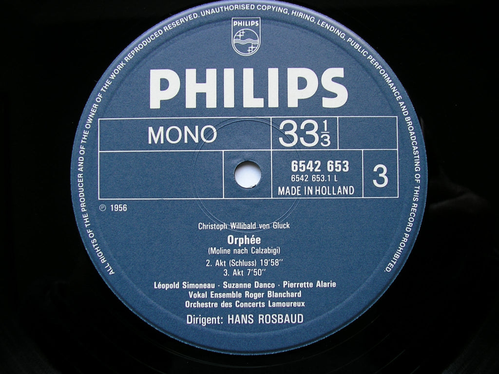GLUCK: ORPHEE ET EURYDICE (1774)   LEOPOLD SIMONEAU / PIERETTE ALARIE / SUZANNE DANCO / LAMOUREUX ORCHESTRA / ROSBAUD      2LP     6770 033