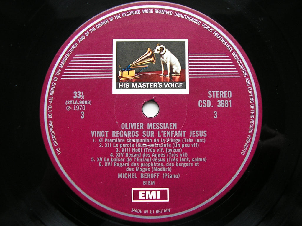 MESSIAEN: VINGT REGARDS SUR L'ENFANT JESUS       MICHEL BEROFF   2 LP       SLS 793