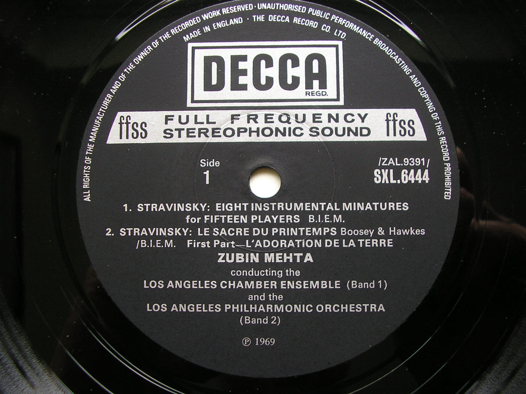 SXL 6444 STRAVINSKY: THE RITE OF SPRING / 8 INSTRUMENTAL MINIATURES    MEHTA / LOS ANGELES PHILHARMONIC    ED4