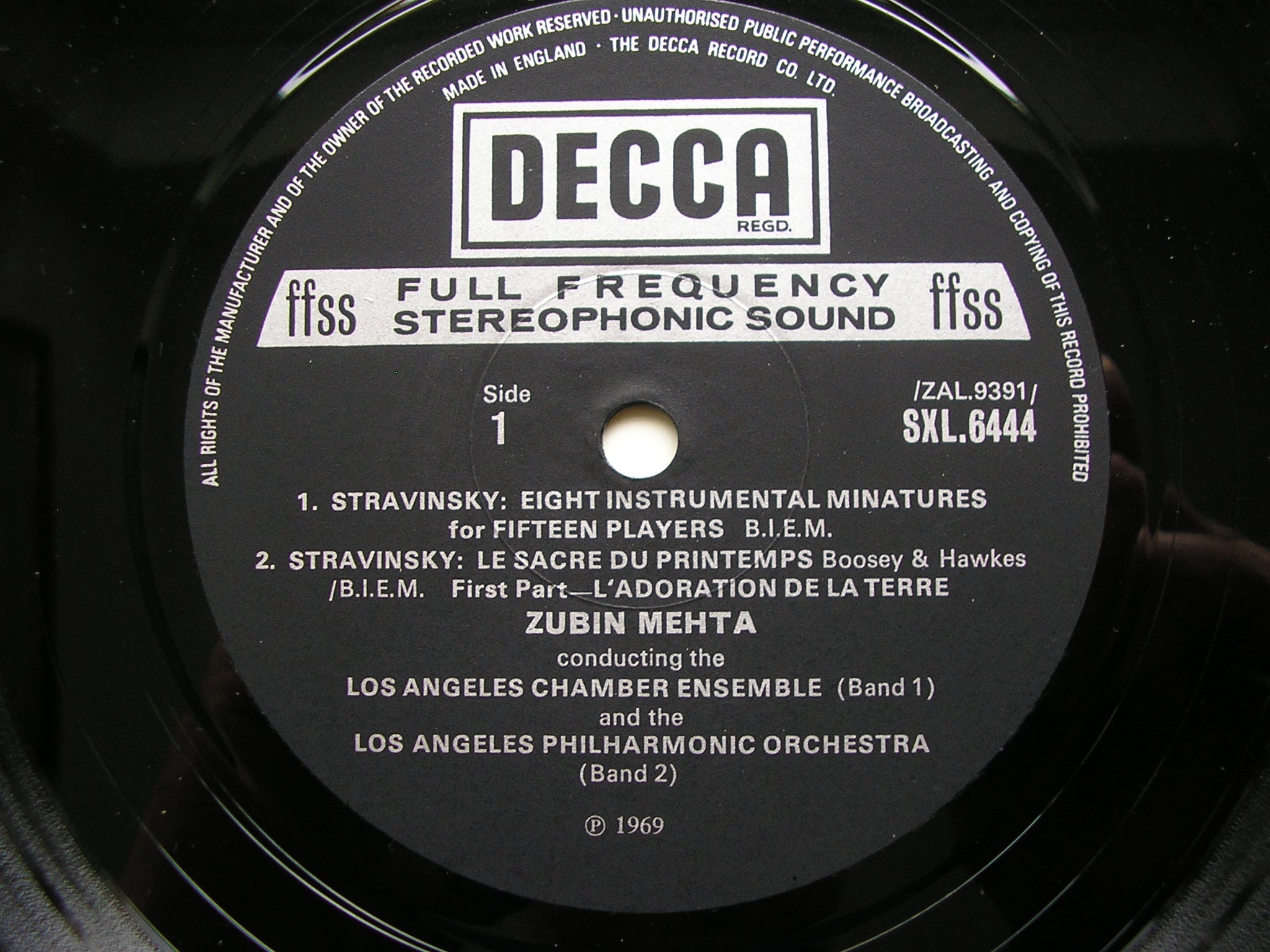SXL 6444 STRAVINSKY: THE RITE OF SPRING / 8 INSTRUMENTAL MINIATURES    MEHTA / LOS ANGELES PHILHARMONIC    ED4