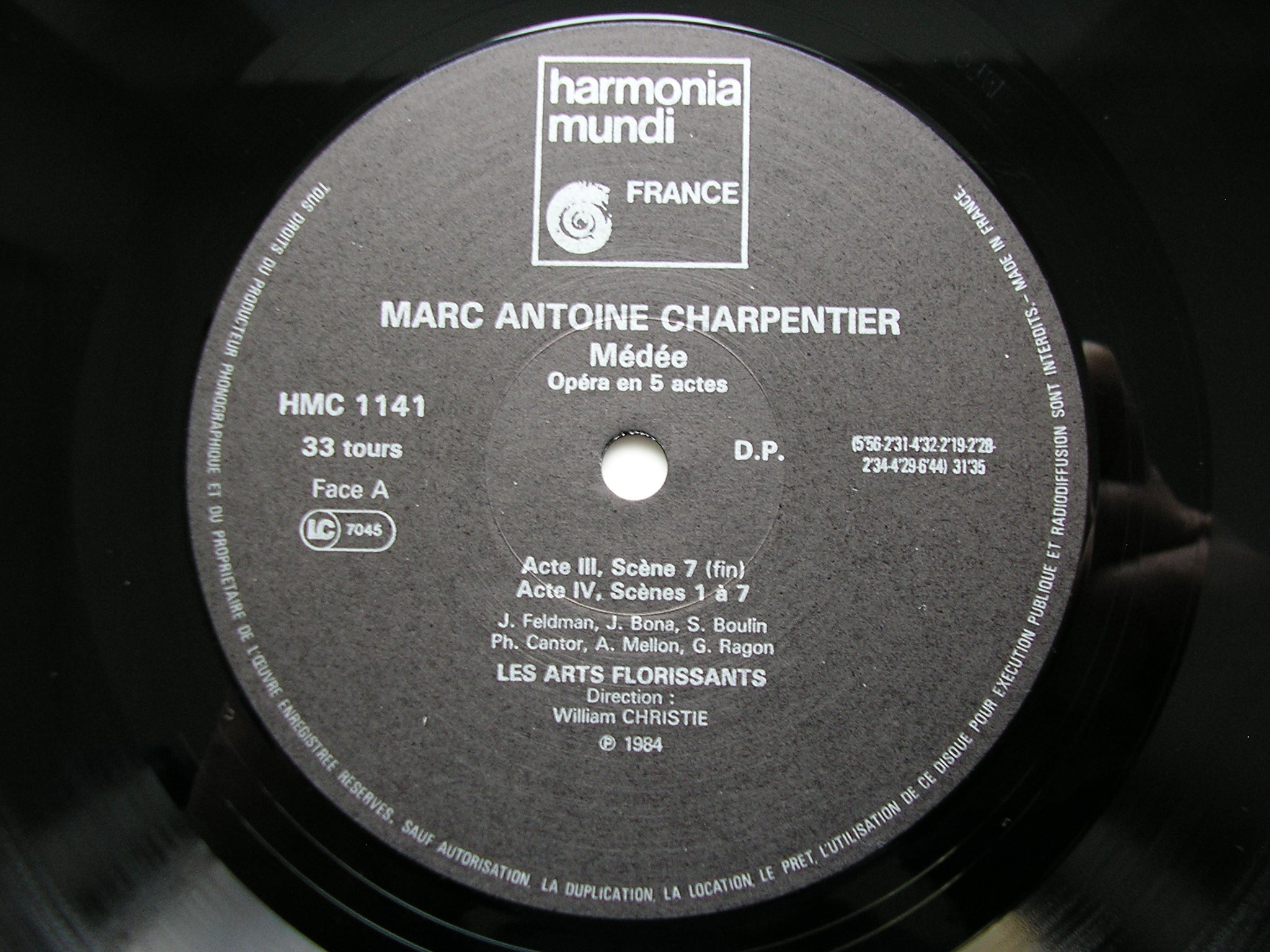 CHARPENTIER: MEDEE   FELDMAN / RAGON / MELLON / BONA / LES ARTS FLORISSANTS / CHRISTIE     3LP     HMC 1139-41