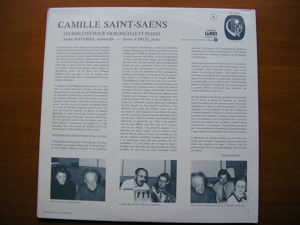 SAINT-SAENS: THE TWO SONATAS FOR CELLO & PIANO      NAVARRA / d'ARCO      CAL 1818