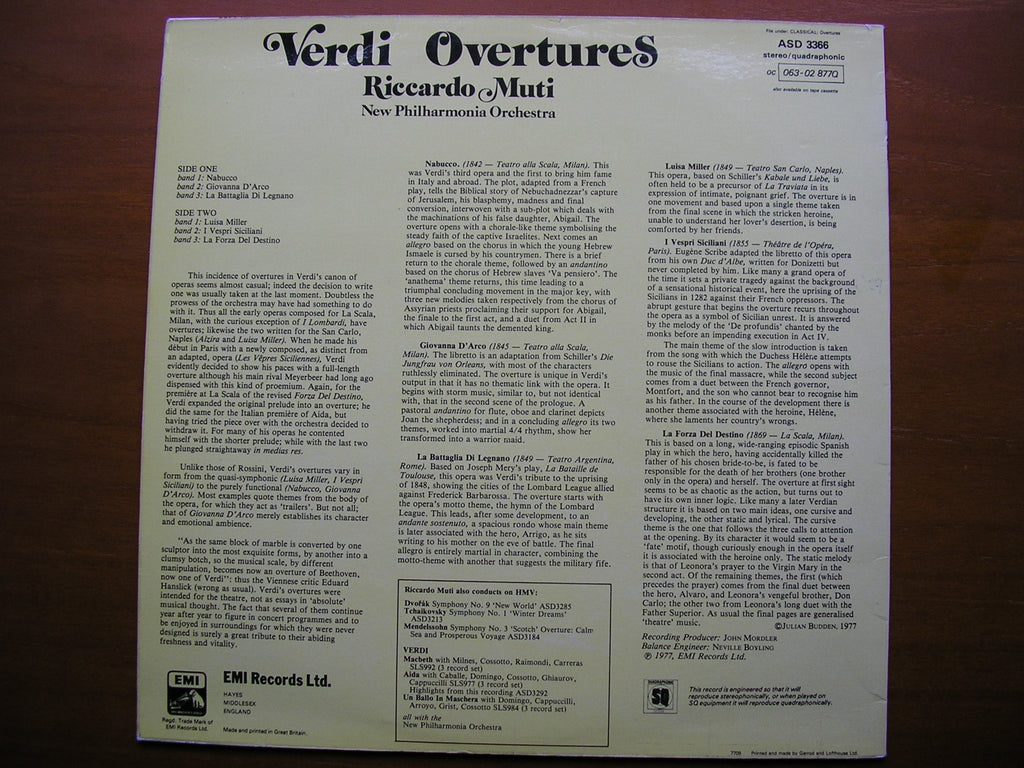 VERDI: OVERTURES      MUTI / NEW PHILHARMONIA      ASD 3366