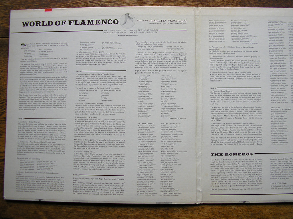 WORLD OF FLAMENCO  THE ROMEROS    MERCURY SR 2 9120