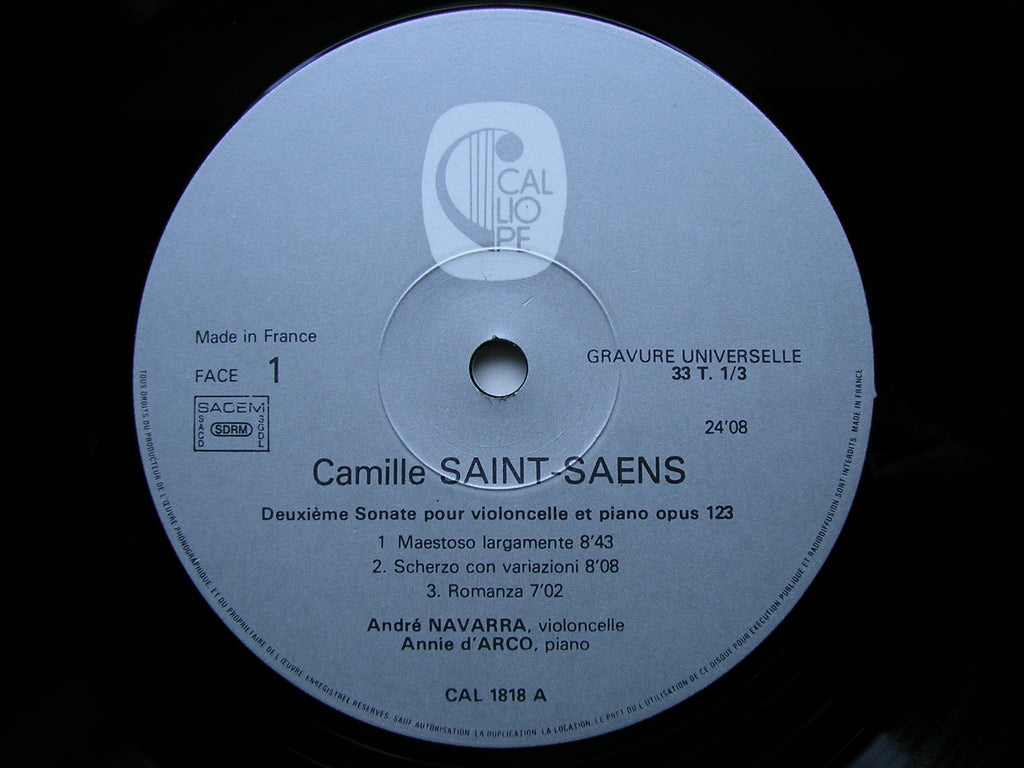 SAINT-SAENS: THE TWO SONATAS FOR CELLO & PIANO      NAVARRA / d'ARCO      CAL 1818