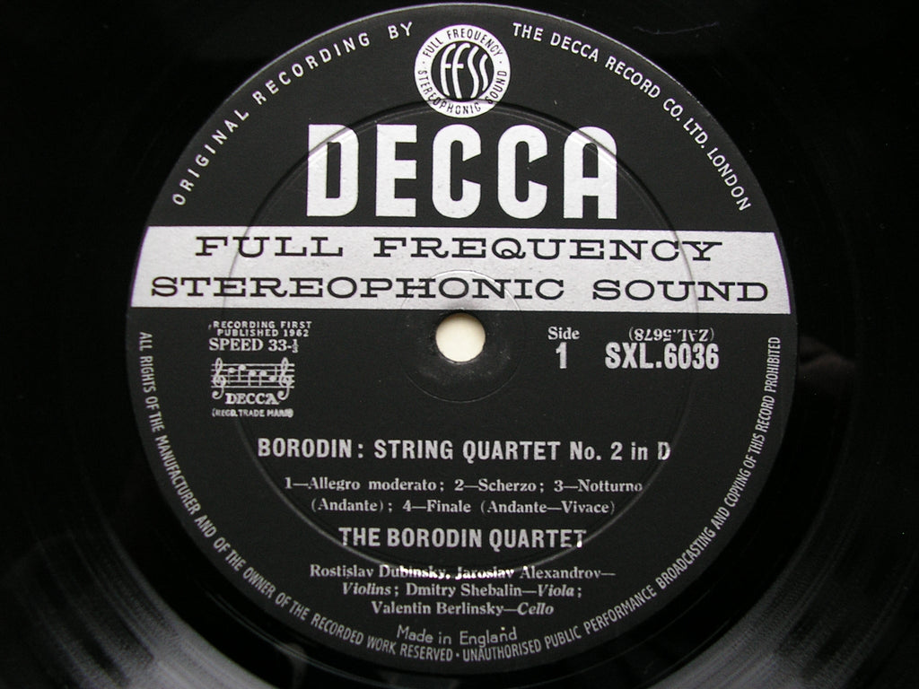 SXL 6036  BORODIN / SHOSTAKOVICH: STRING QUARTETS      THE BORODIN QUARTET      ED1